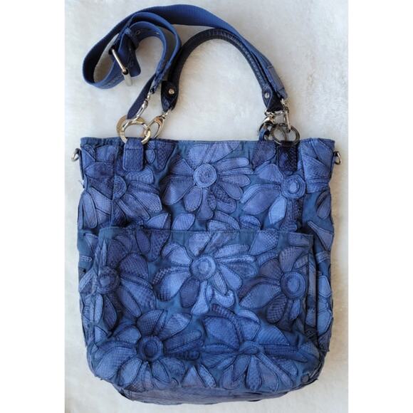 Braccialini Handbags - Braccialini Snakeskin Floral Hobo Bag